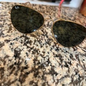 Ray bans- black aviators with gold tone frame